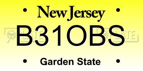 B31OBS New Jersey License Plate