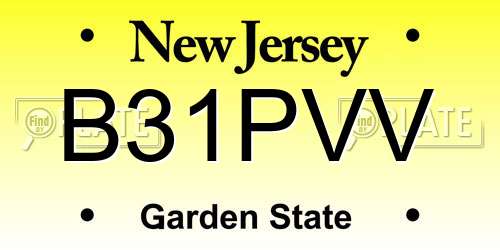 B31PVV New Jersey License Plate
