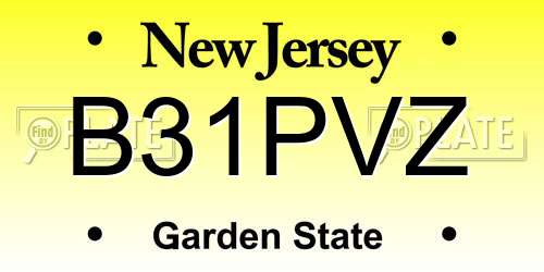 B31PVZ New Jersey License Plate