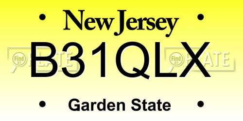 B31QLX New Jersey License Plate