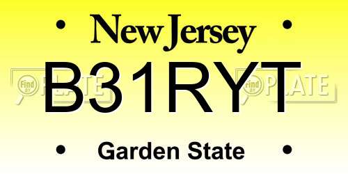 B31RYT New Jersey License Plate