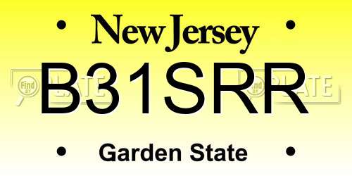 B31SRR New Jersey License Plate