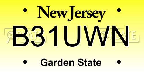 B31UWN New Jersey License Plate