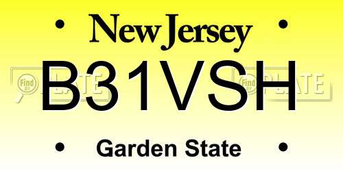 B31VSH New Jersey License Plate