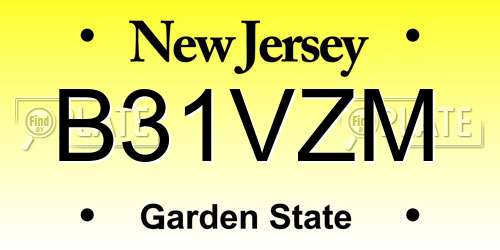 B31VZM New Jersey License Plate