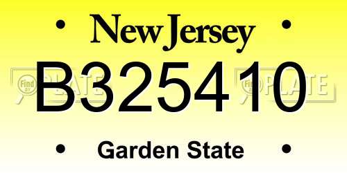 B325410 New Jersey License Plate