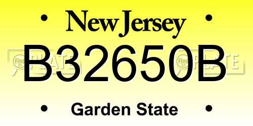 B32650B New Jersey License Plate