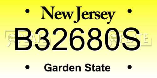 B32680S New Jersey License Plate