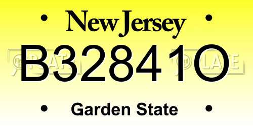 B32841O New Jersey License Plate
