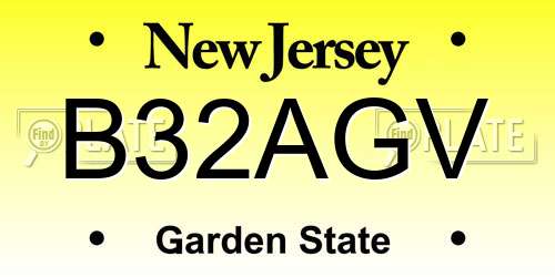 B32AGV New Jersey License Plate