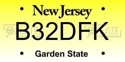 B32DFK New Jersey License Plate