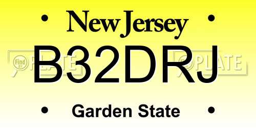 B32DRJ New Jersey License Plate