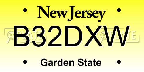 B32DXW New Jersey License Plate