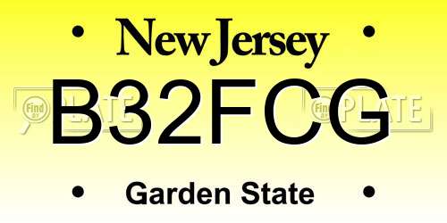 B32FCG New Jersey License Plate