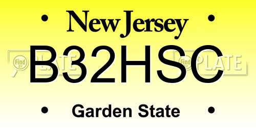 B32HSC New Jersey License Plate