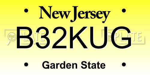 B32KUG New Jersey License Plate