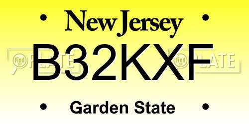 B32KXF New Jersey License Plate