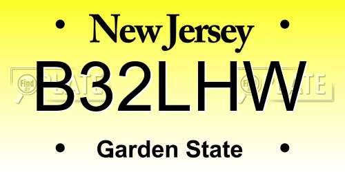 B32LHW New Jersey License Plate