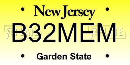 B32MEM New Jersey License Plate