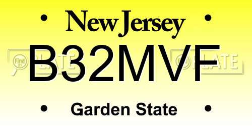 B32MVF New Jersey License Plate