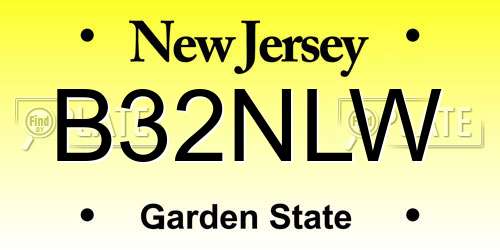 B32NLW New Jersey License Plate