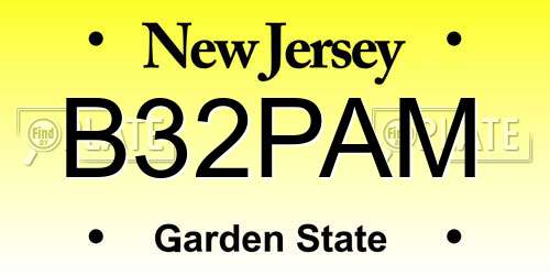 B32PAM New Jersey License Plate