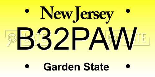 B32PAW New Jersey License Plate