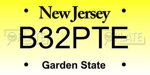 B32PTE New Jersey License Plate