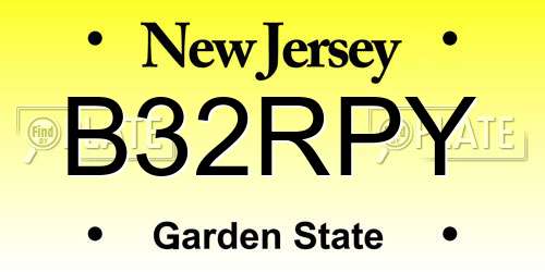 B32RPY New Jersey License Plate