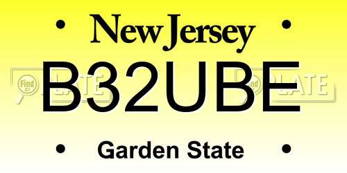 B32UBE New Jersey License Plate