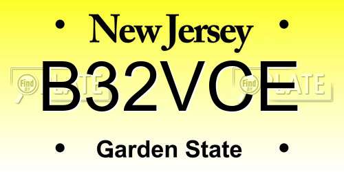 B32VCE New Jersey License Plate