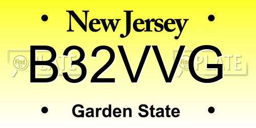 B32VVG New Jersey License Plate