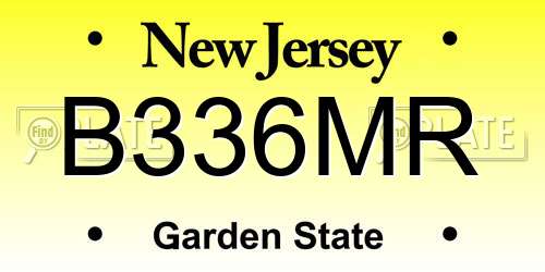 B336MR New Jersey License Plate
