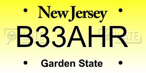 B33AHR New Jersey License Plate