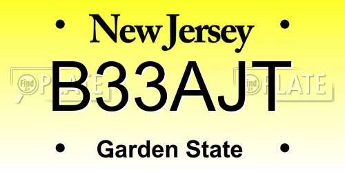 B33AJT New Jersey License Plate