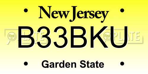 B33BKU New Jersey License Plate