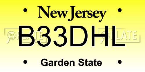 B33DHL New Jersey License Plate