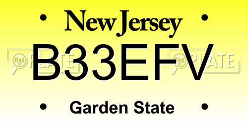 B33EFV New Jersey License Plate