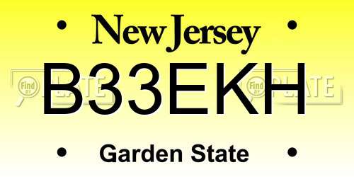 B33EKH New Jersey License Plate