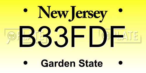B33FDF New Jersey License Plate