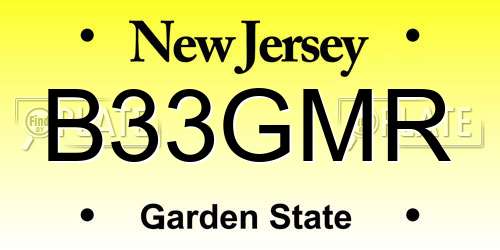 B33GMR New Jersey License Plate