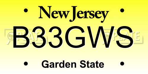 B33GWS New Jersey License Plate