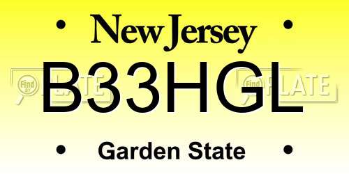 B33HGL New Jersey License Plate