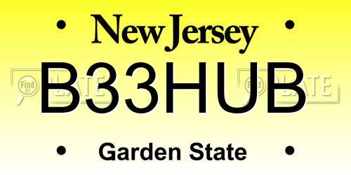 B33HUB New Jersey License Plate