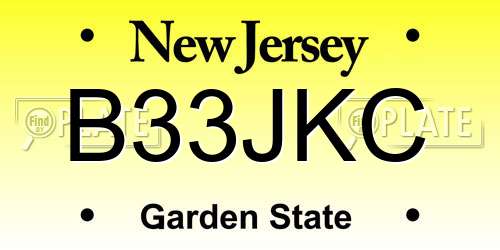B33JKC New Jersey License Plate
