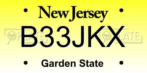 B33JKX New Jersey License Plate