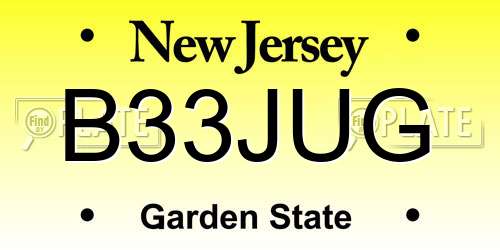 B33JUG New Jersey License Plate