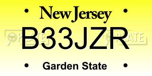 B33JZR New Jersey License Plate