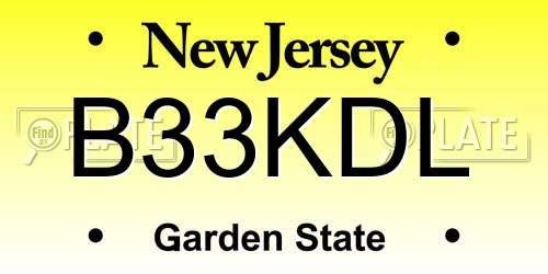 B33KDL New Jersey License Plate