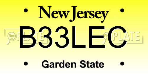 B33LEC New Jersey License Plate